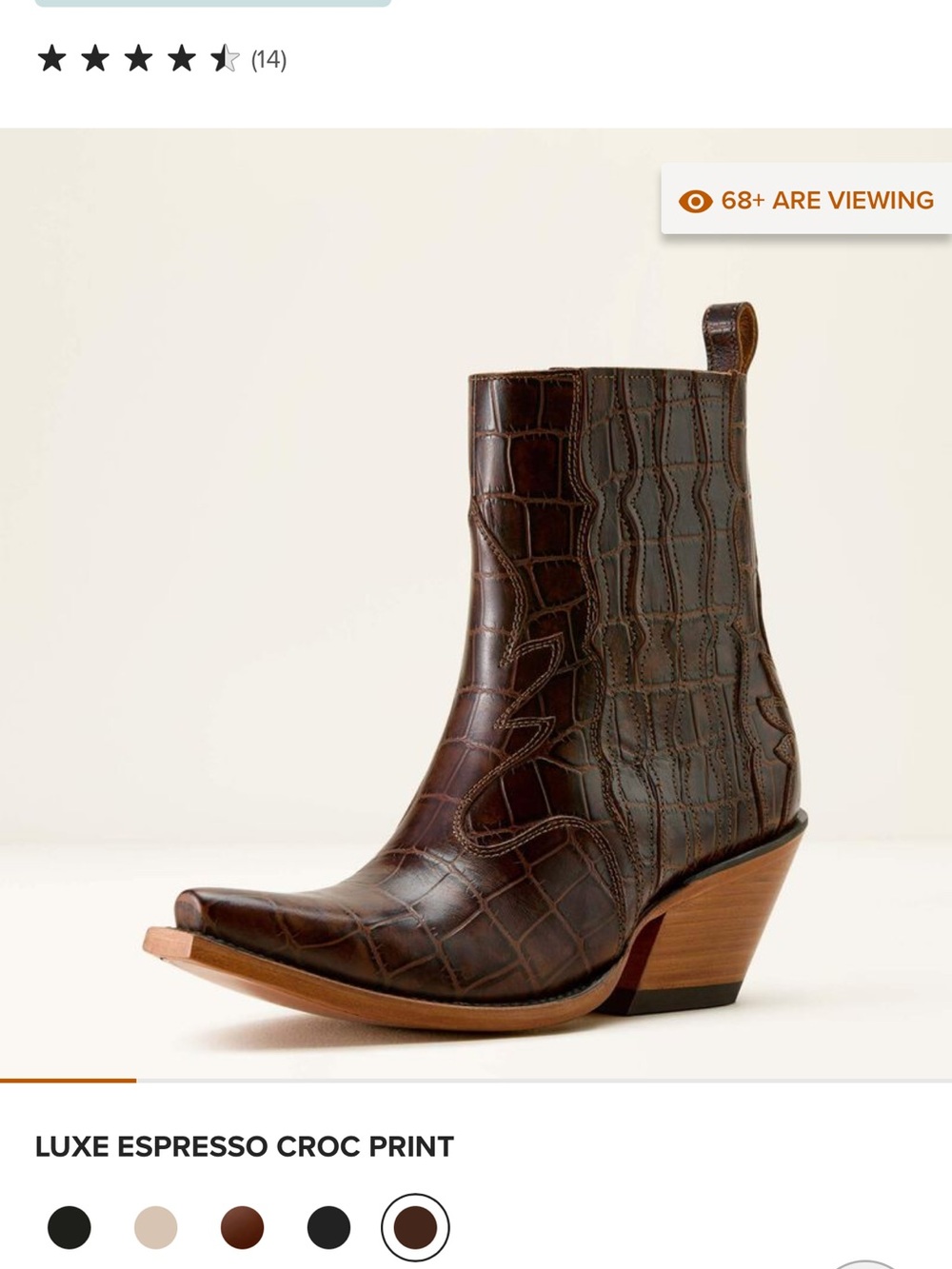 Ariat Brown Croc-Print Leather Ankle Boot